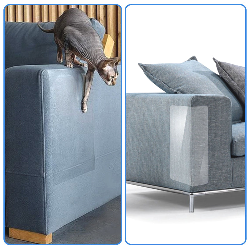 "Katter reptåliga transparent dubbelpolerad möbelskyddstejp på soffa, skyddar mot klösmärken. Inkluderar spikar."