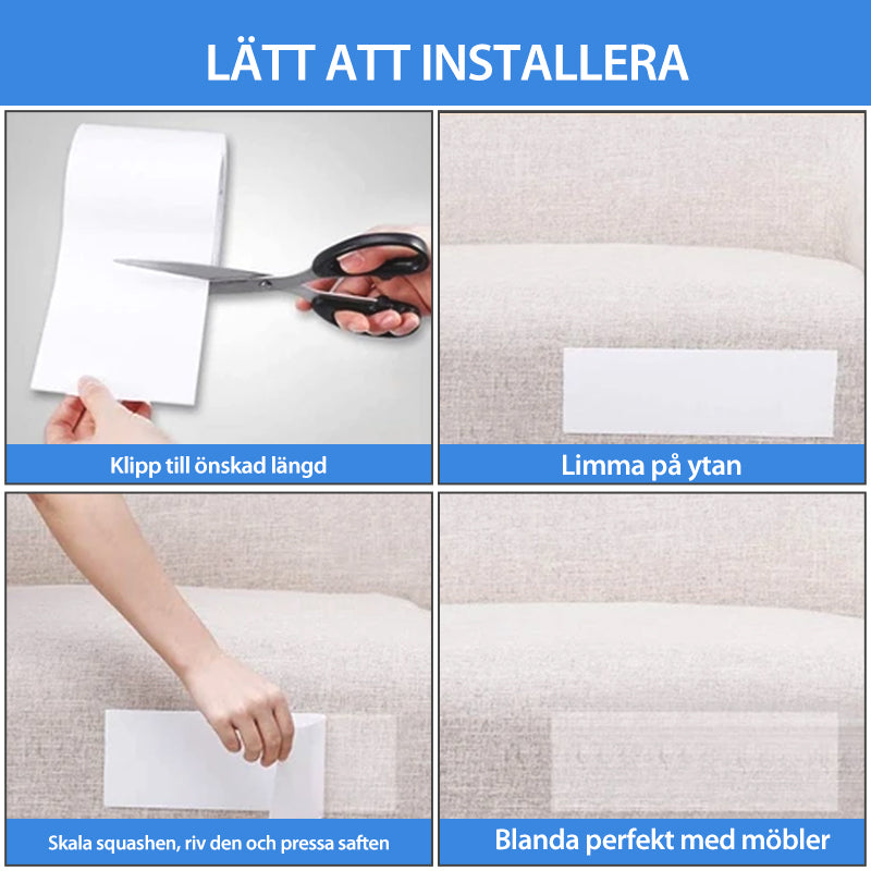 "Katter reptåliga transparent dubbelpolerad möbelskyddstejp på soffa, skyddar mot klösmärken. Inkluderar spikar."