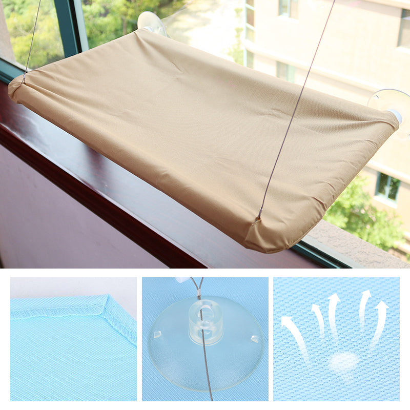 "Kattfönsterhängmatta med stark sugkopp, oxford-duk, grön färg. Perfekt för katter som älskar sol och utsikt."