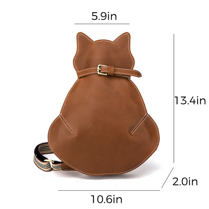 "Kattformad korsväska i svart PU-läder för kvinnor, unikt kattdesign, stilren och rymlig accessoar."