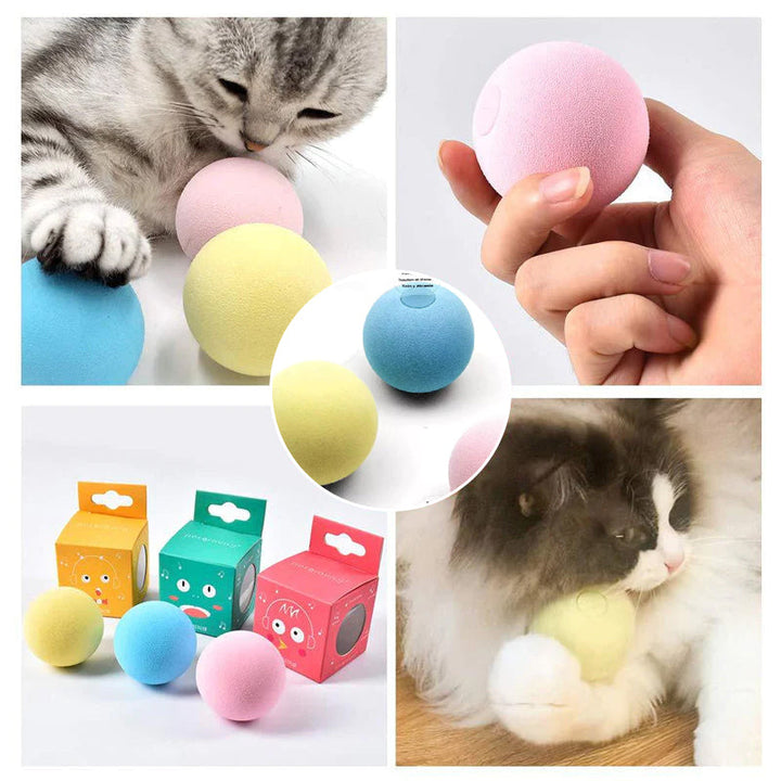 "Kattleksaksboll med ljud och kattmynta, färgglad design i Fluffy-material, stimulerar kattens lek och aktivitet"