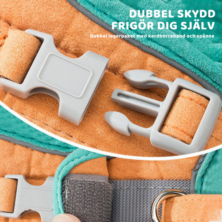 "Kattsele för husdjursaktiviteter, andningsbart nät, vaddering för komfort, justerbara remmar, silverfärg."