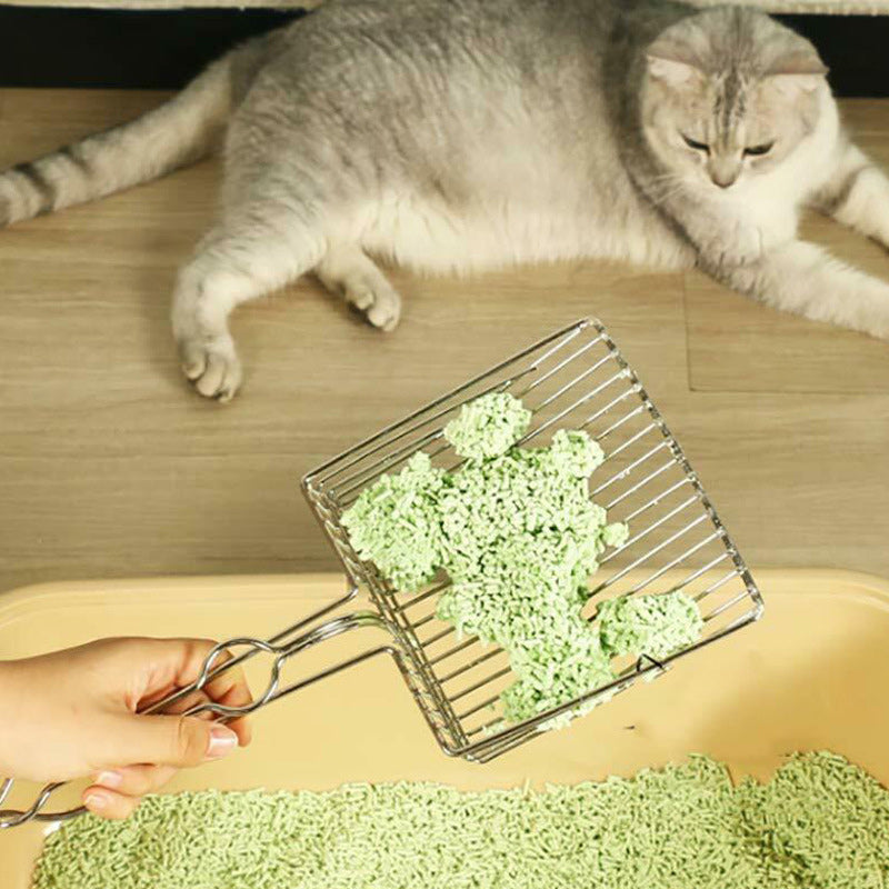 "Kattvänlig premium kattkullssopa med ergonomiskt handtag, elegant design, effektiv för att hantera kattlåda."