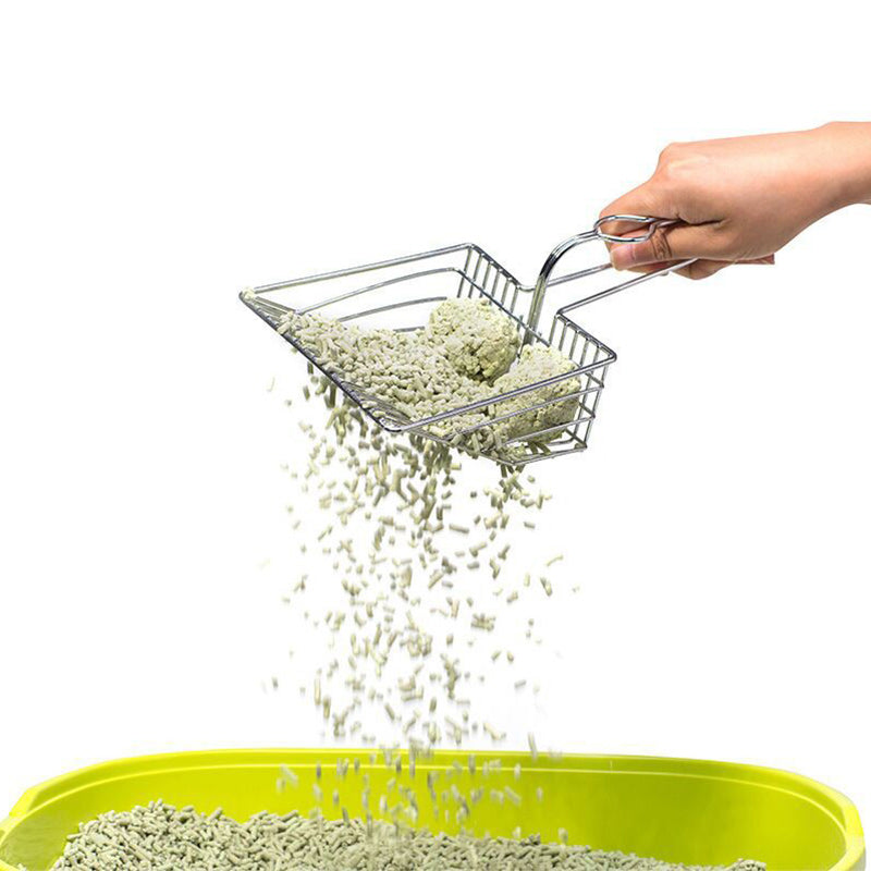 "Kattvänlig premium kattkullssopa med ergonomiskt handtag, elegant design, effektiv för att hantera kattlåda."