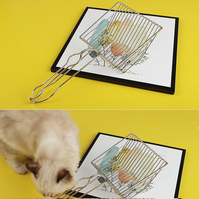 "Kattvänlig premium kattkullssopa med ergonomiskt handtag, elegant design, effektiv för att hantera kattlåda."