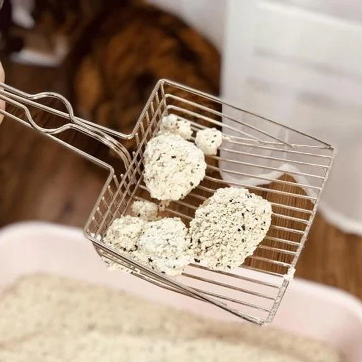 "Kattvänlig premium kattkullssopa med ergonomiskt handtag, elegant design, effektiv för att hantera kattlåda."