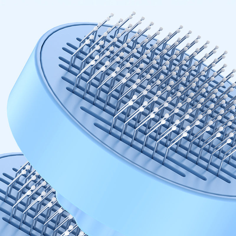 Kattvårdsborste för daglig skötsel, blå färg, ergonomisk design med rostfria stålborstpinnar för effektiv grooming.