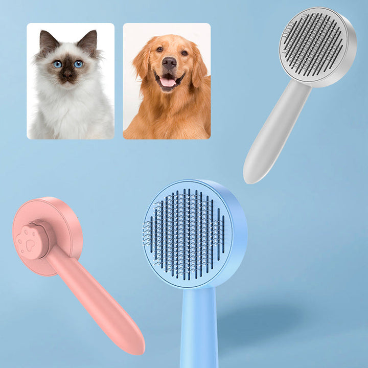 Kattvårdsborste för daglig skötsel, blå färg, ergonomisk design med rostfria stålborstpinnar för effektiv grooming.