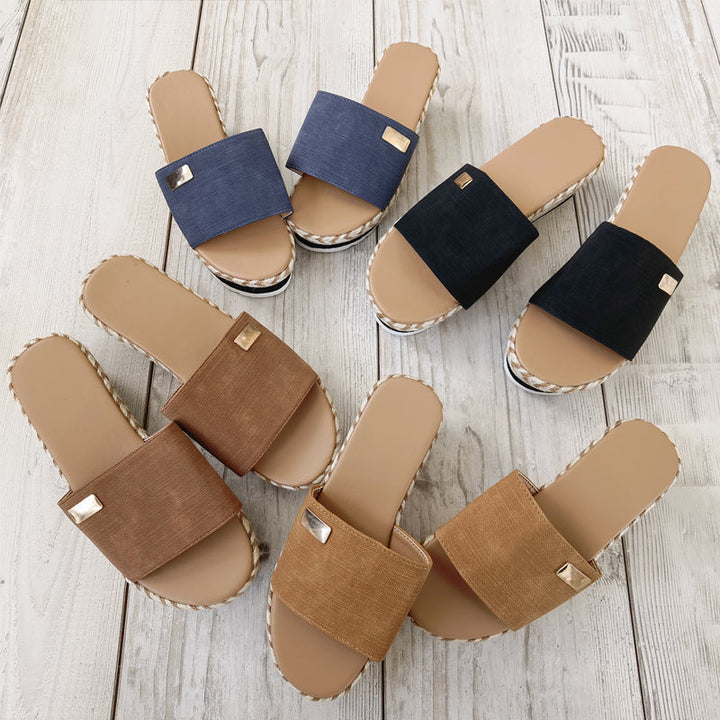 "Kilplattformssandal för kvinnor, öppen tå, bekväm kilklack, elegant design, perfekt för sommar med konstgjord PU-material."