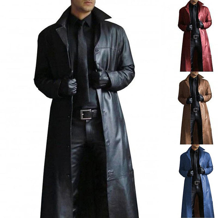 Herrjacka i skinn i klassisk stil, perfekt för en sofistikerad look på våren eller hösten.