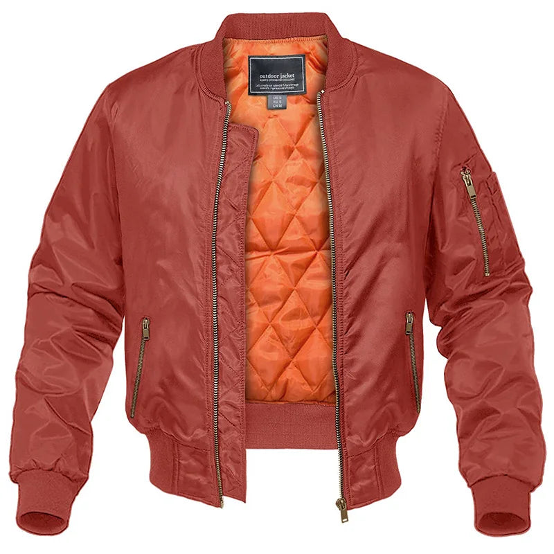 Trendig herrjacka i bombermodell, idealisk för casual kläder och modern streetwear-stil.