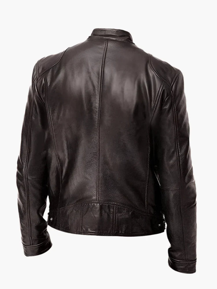 Herrjacka i casual motorcykelstil. Perfekt för vardagsbruk och street style.