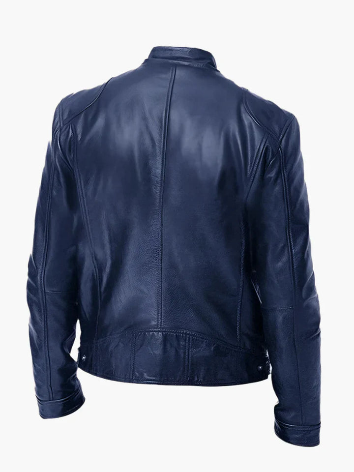 Svart herr motorcykeljacka, en klassisk favorit. Tidlös design som aldrig går ur mode.