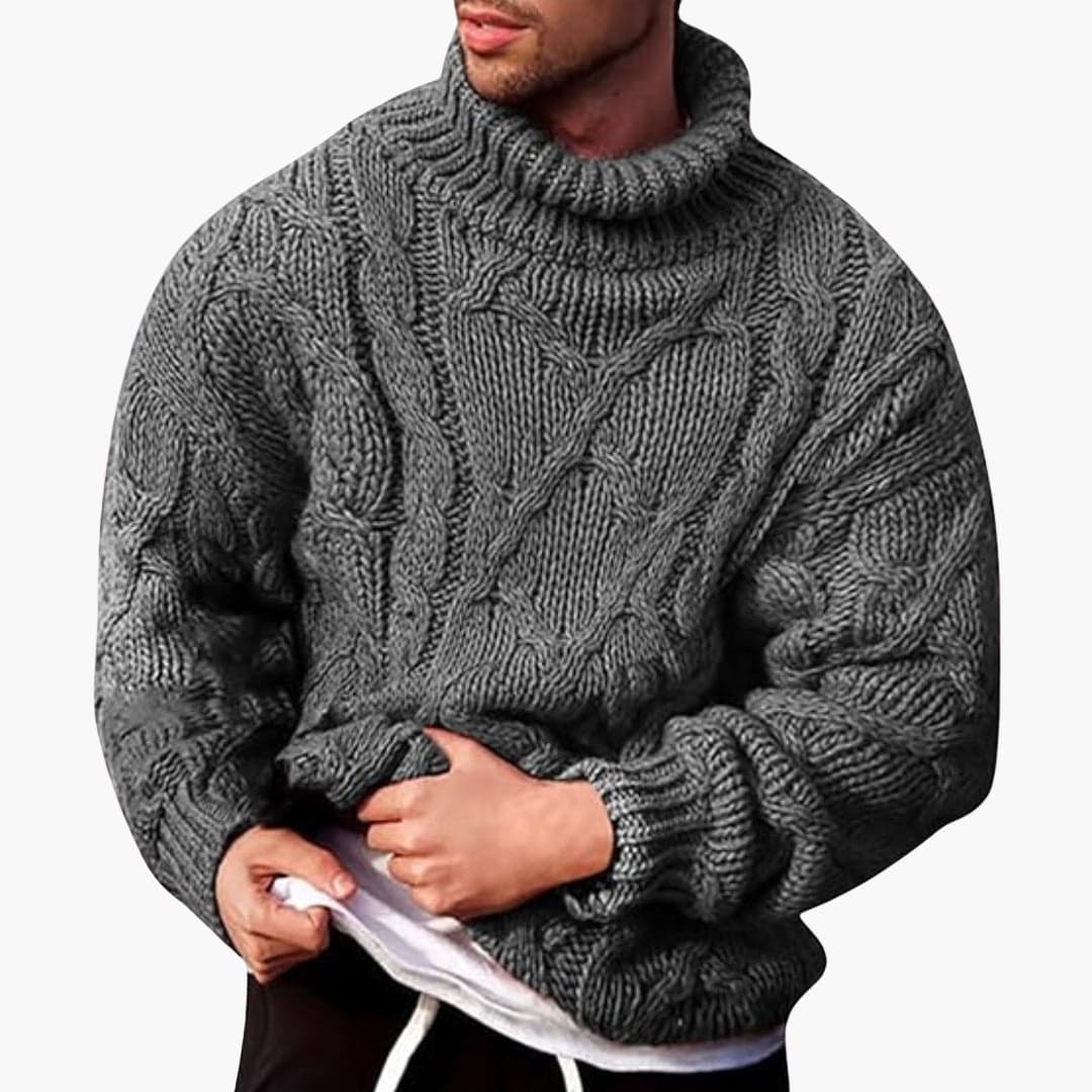 Klassisk herr polotröja, mörkblå, i finstickat material. Perfekt för elegant vinter- och höstmode.