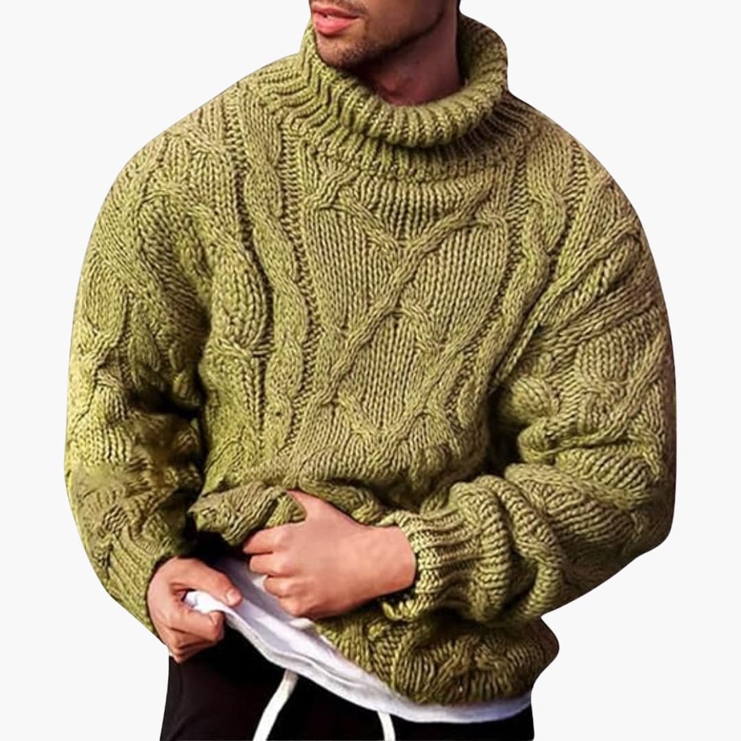 Bekväm stickad herrtröja med polokrage. Svart, smartcasual design, mångsidig för kalla dagar.