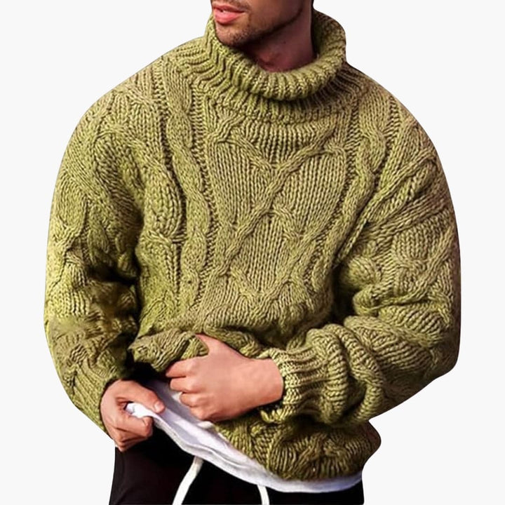 Bekväm stickad herrtröja med polokrage. Svart, smartcasual design, mångsidig för kalla dagar.