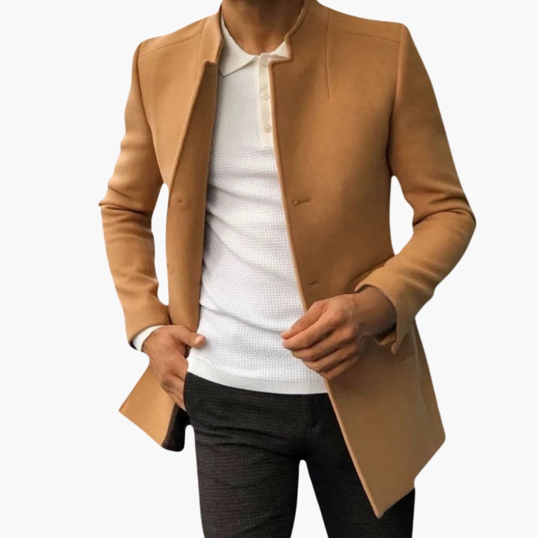 Herr klassisk kappa med notchkrage, idealisk för kontor, affärsmöten eller en elegant vardagslook.