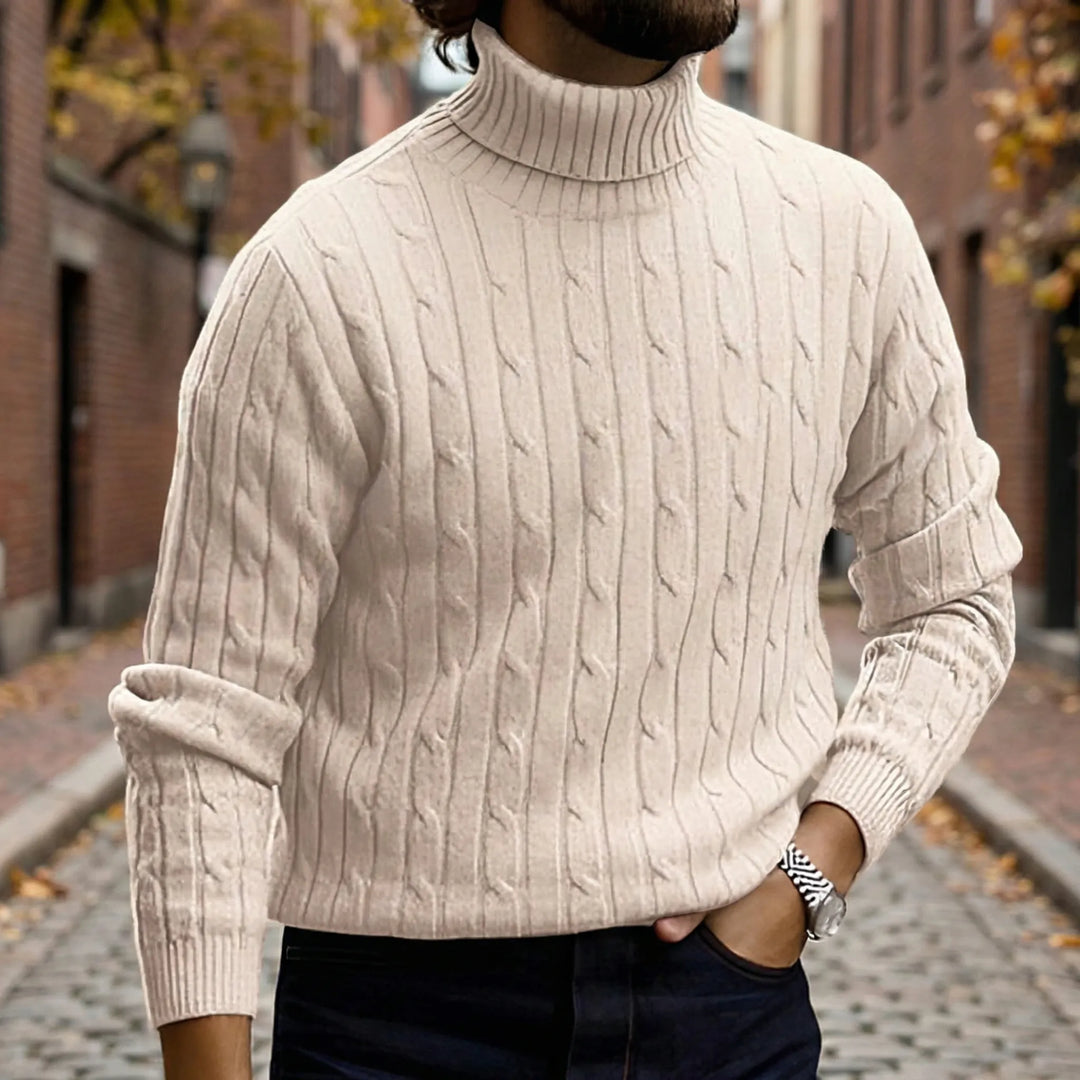 Klassisk herrpolotröja Ashton i varm stickning för elegant höst- och vintermode.