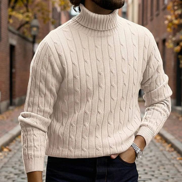 Klassisk herrpolotröja Ashton i varm stickning för elegant höst- och vintermode.