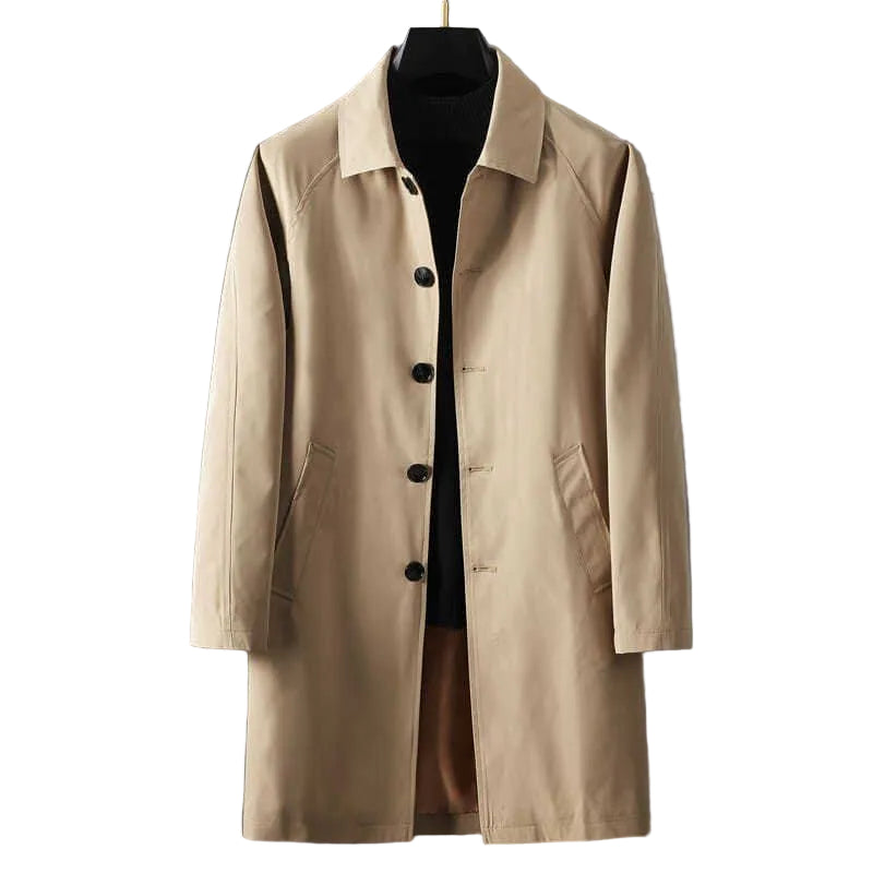Klassisk kort trenchcoat för dam i beige, vid passform med spridd krage, perfekt vårjacka.