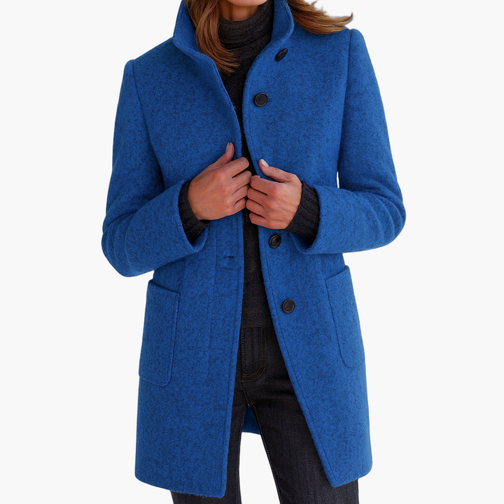 Höst/vinter damjacka: Varm och elegant rak kappa med ståkrage, perfekt ytterplagg.