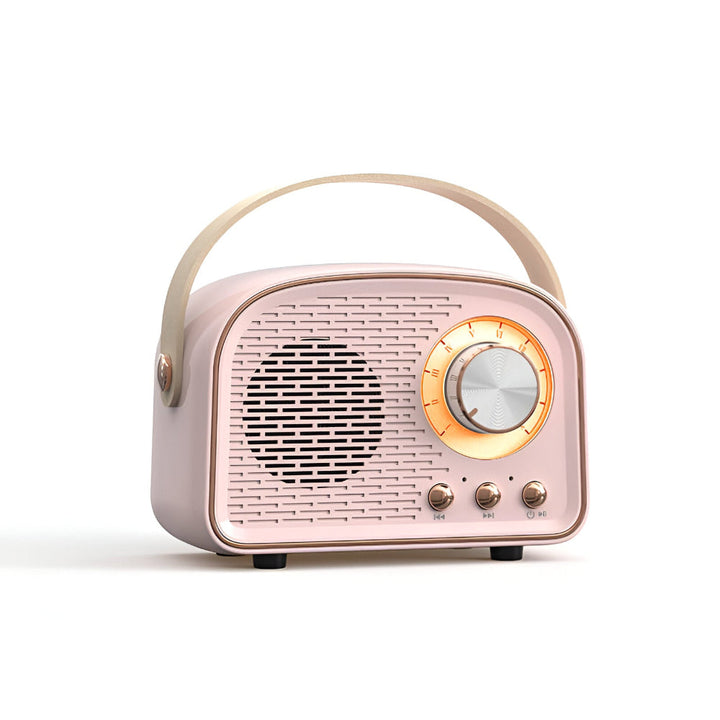 Modern trådlös Bluetooth högtalare i tidlös retro-design. Njut av ditt favoritljud med stil och funktion.