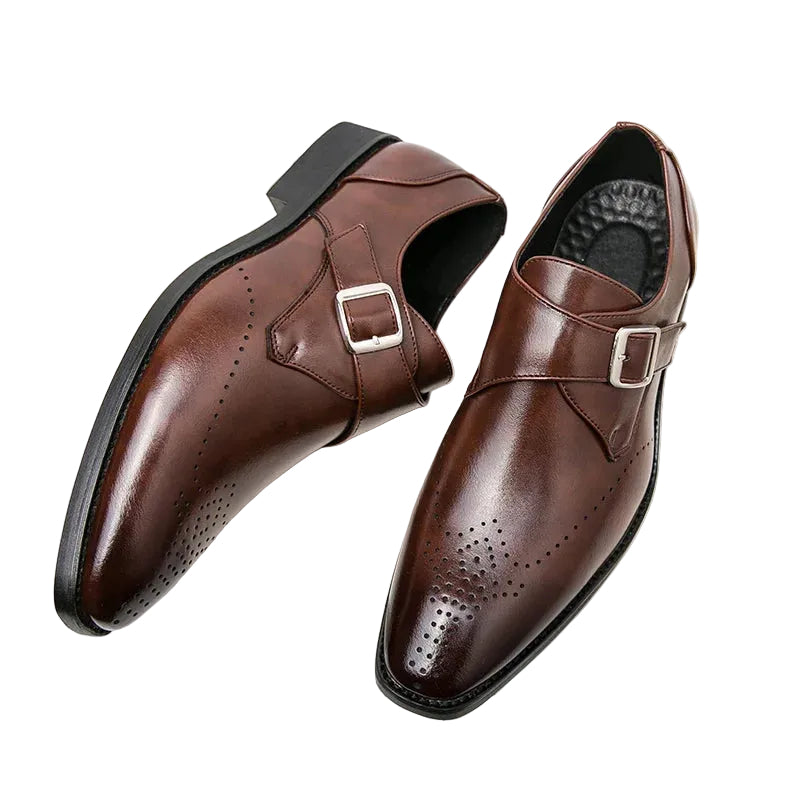Klassiska svarta monk strap dress-skor för män, perfekt för kontor och fest