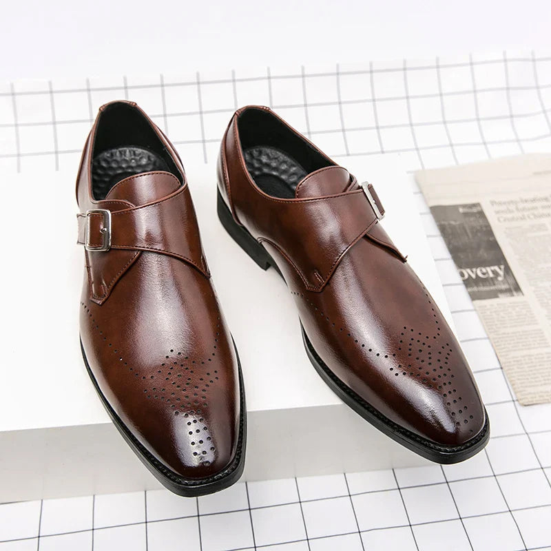 Eleganta monkstrap dress-skor för män i svart, idealiska för affärsmöten