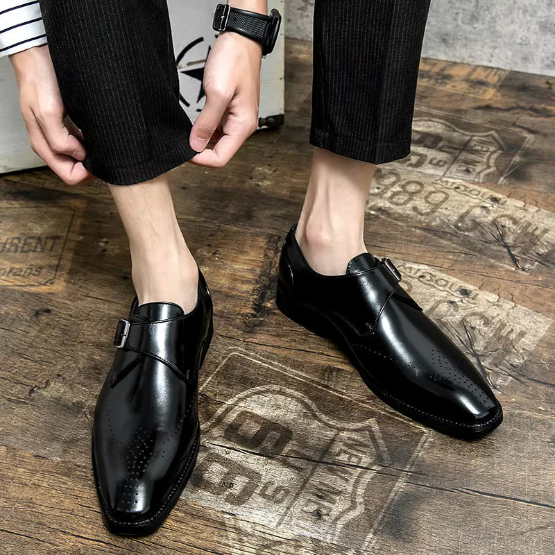 Herrskor i klassisk monkstrap-design, svarta, mångsidiga för olika evenemang