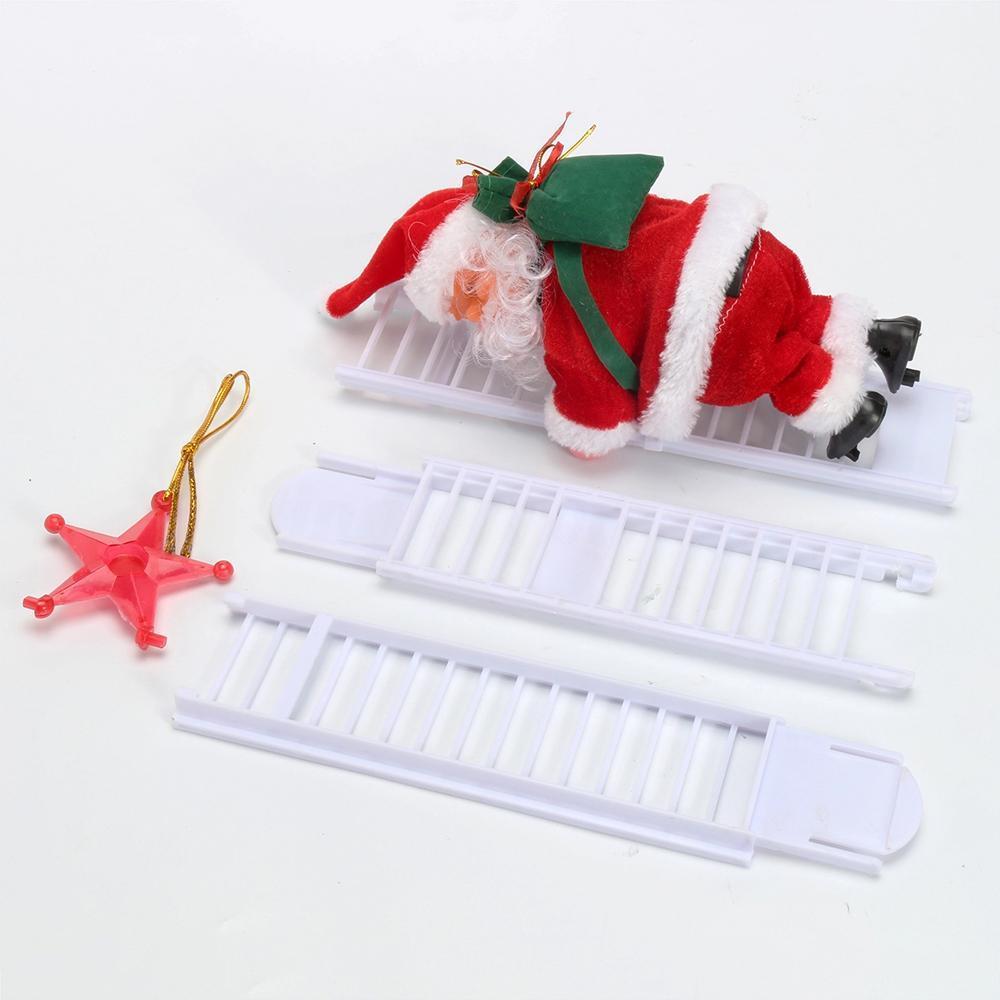 "Klättrande Jultomte i röd dräkt, automatisk dekoration som klättrar och sjunger för festlig julstämning inomhus."