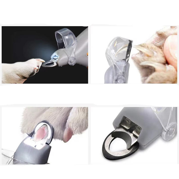Ergonomisk kloklippare för djurvård. LED-ljus & förstoringsglas ger precision vid klippning av klor på hund & katt.