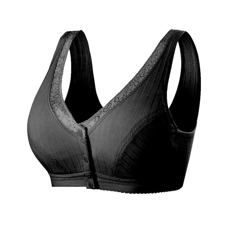 Komfortabel främre knapp-BH i mjuk bomull med elegant design, ger naturligt stöd utan stålringar, främre knappar.