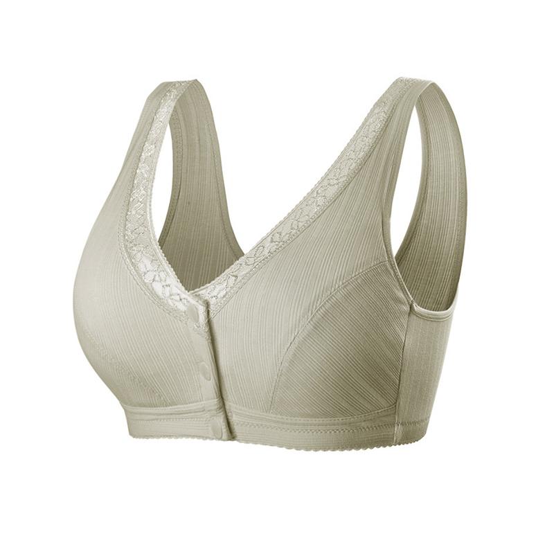 Komfortabel främre knapp-BH i mjuk bomull med elegant design, ger naturligt stöd utan stålringar, främre knappar.