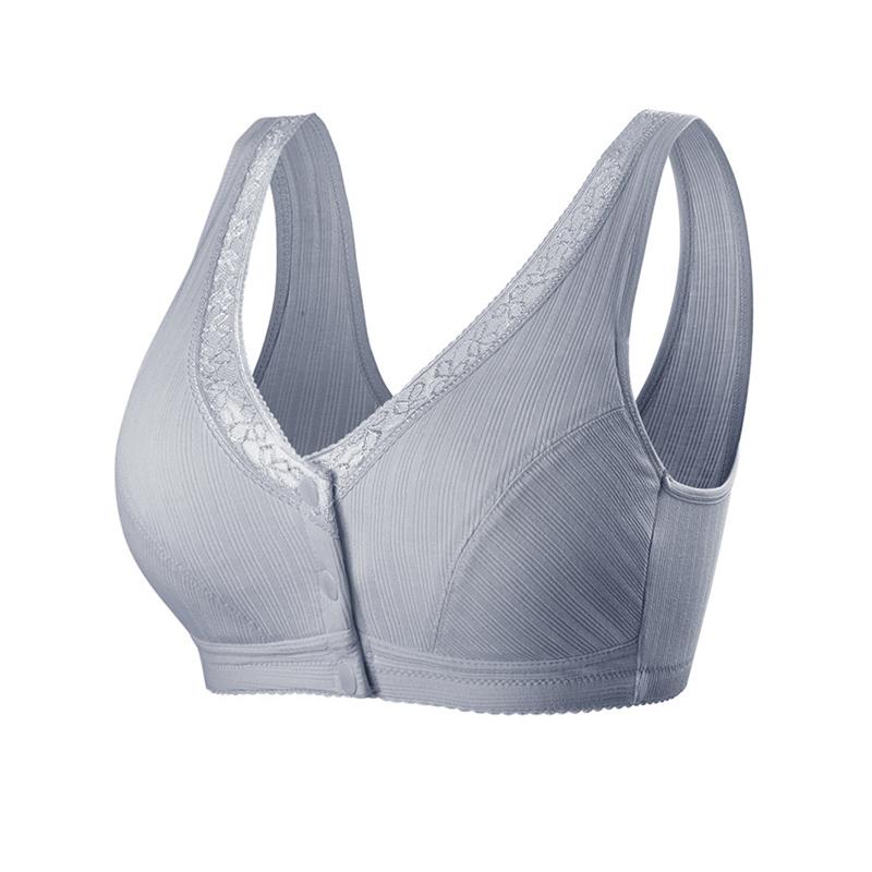 Komfortabel främre knapp-BH i mjuk bomull med elegant design, ger naturligt stöd utan stålringar, främre knappar.