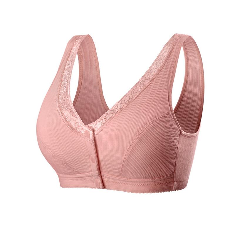 Komfortabel främre knapp-BH i mjuk bomull med elegant design, ger naturligt stöd utan stålringar, främre knappar.