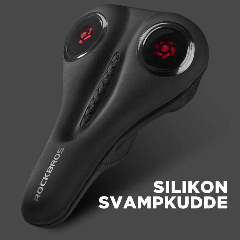 "Komfortabelt cykelsadelöverdrag av gel och memory foam för stötdämpning, svart med blått, perfekt för cykelturer."