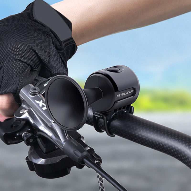 "Kompakt elektrisk cykelhorn, 120dB, vattentät, lätt installerad, i olika färger, perfekt för pendling och säkerhet."