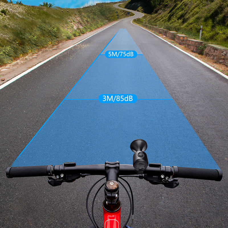 "Kompakt elektrisk cykelhorn, 120dB, vattentät, lätt installerad, i olika färger, perfekt för pendling och säkerhet."