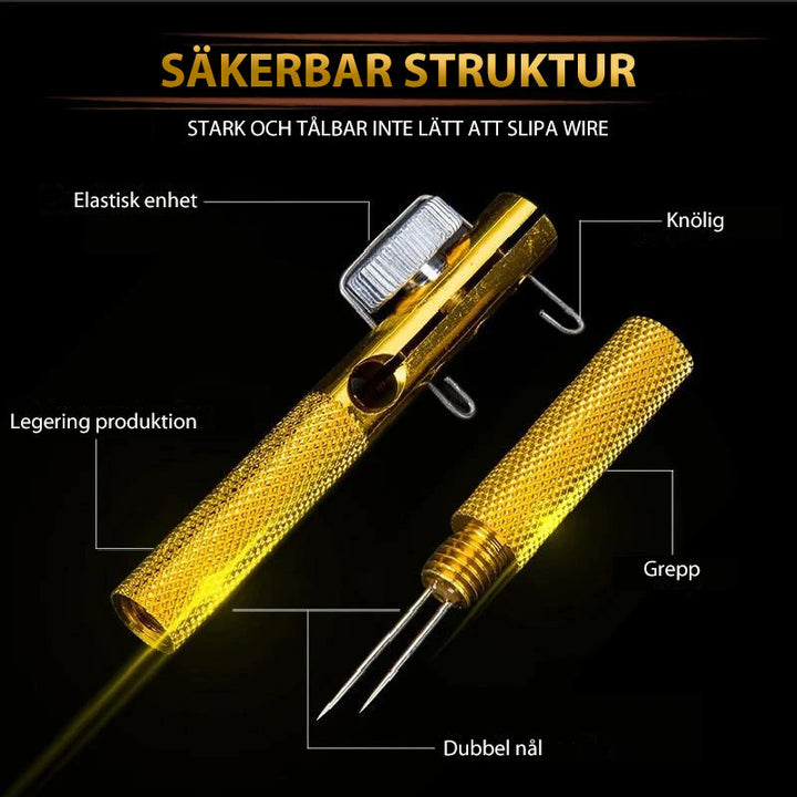 Kompakt, lätt snabbknutverktyg för sportfiskare, tillverkat i hållbar aluminiummaterial, multifunktionellt och bärbart.