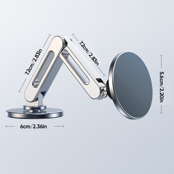 "Kompakt magnetisk telefonhållare med 360° rotation, svart och silver design, idealisk för bekväm bilkörning."