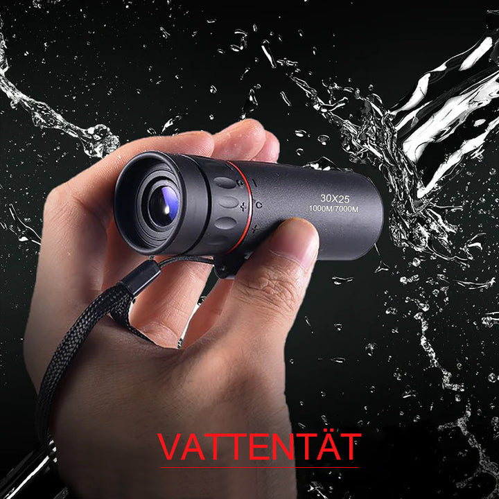 "Kompakt mini fickteleskop med hög förstoring, perfekt för utomhusaktiviteter som fågelskådning och sightseeing."