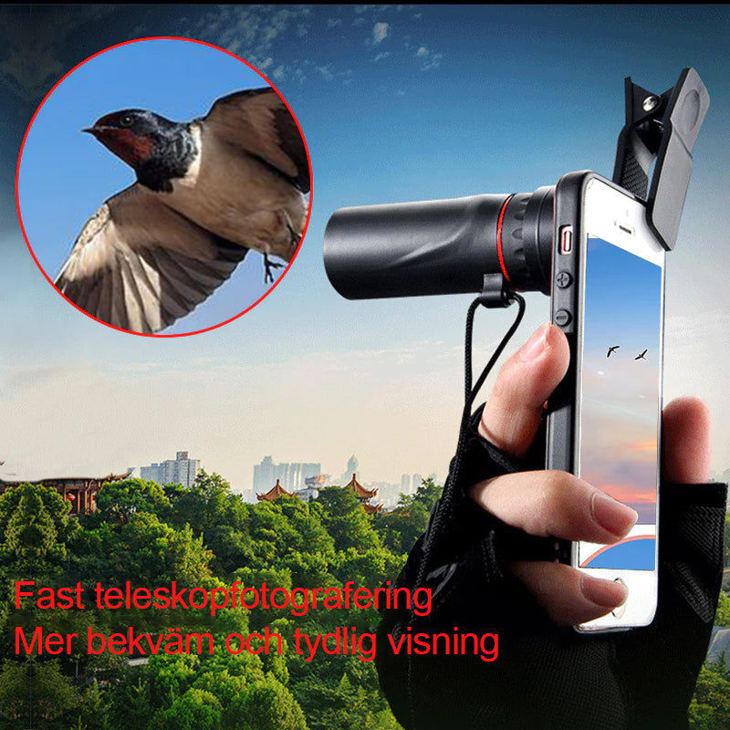 "Kompakt mini fickteleskop med hög förstoring, perfekt för utomhusaktiviteter som fågelskådning och sightseeing."