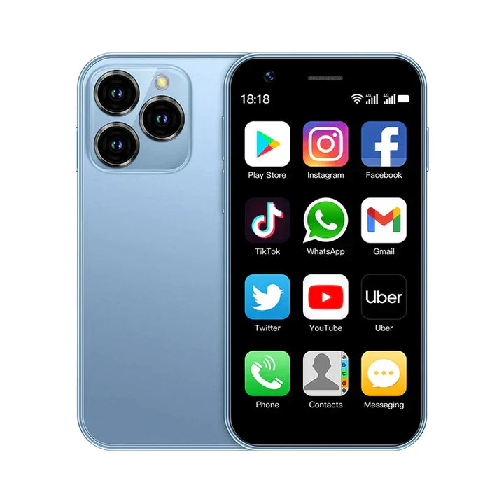 Kompakt mini smartphone med dual SIM, perfekt för fickan. Liten Android-telefon för enkel kommunikation.