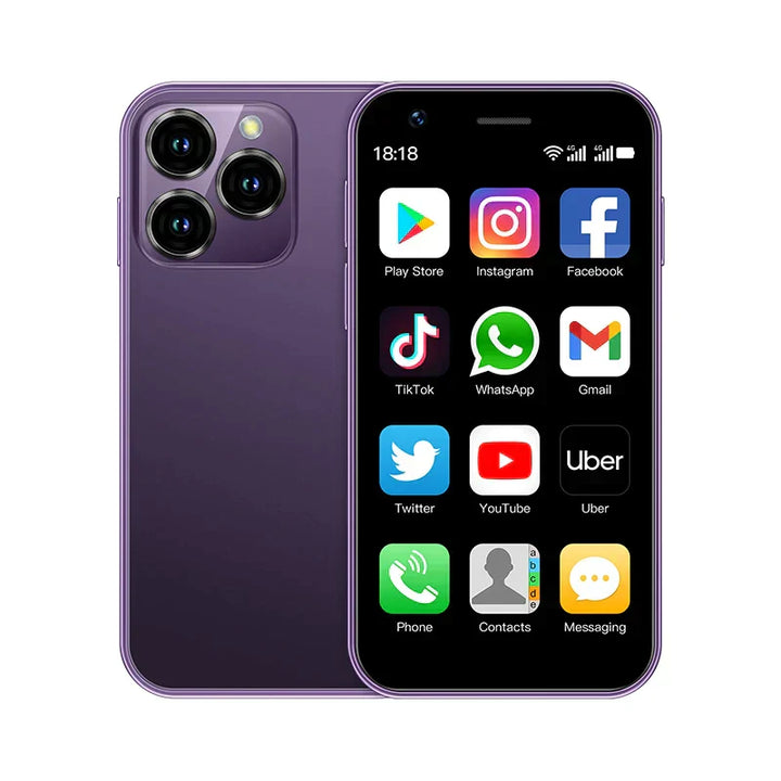 Innovativ mini smartphone med dual SIM-teknik, en kompakt Android-telefon för modern användning.