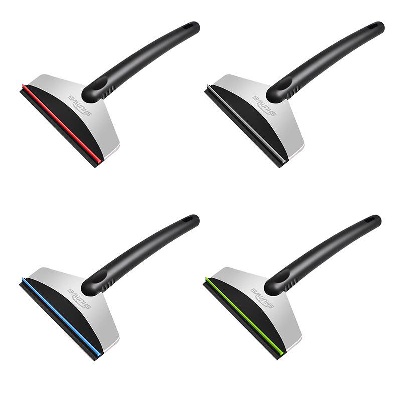 "Kompakt mini snöskyffel för bil, ergonomisk design, skyddar glas från repor. Perfekt för enkel snöröjning."