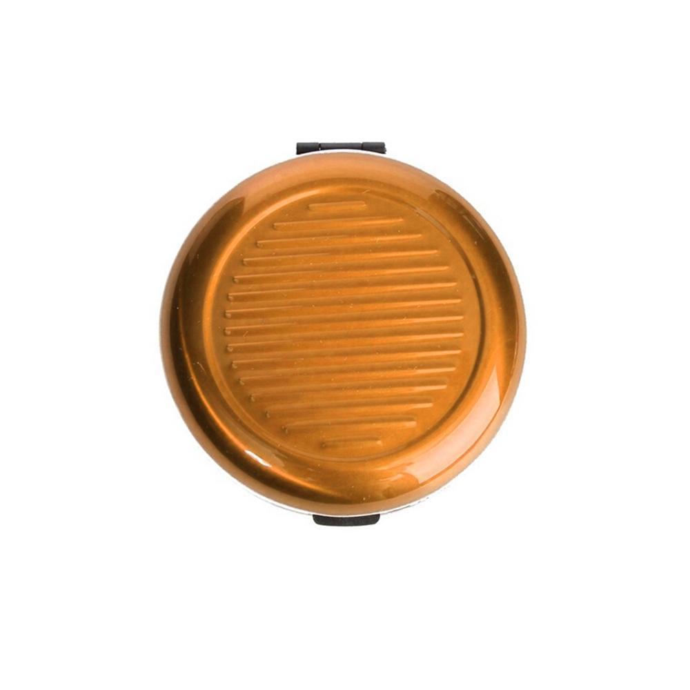 "Kompakt myntdispenser i aluminium, rund form, hållbar och lätt, för smidig myntorganisation, elegant och mångfärgad."