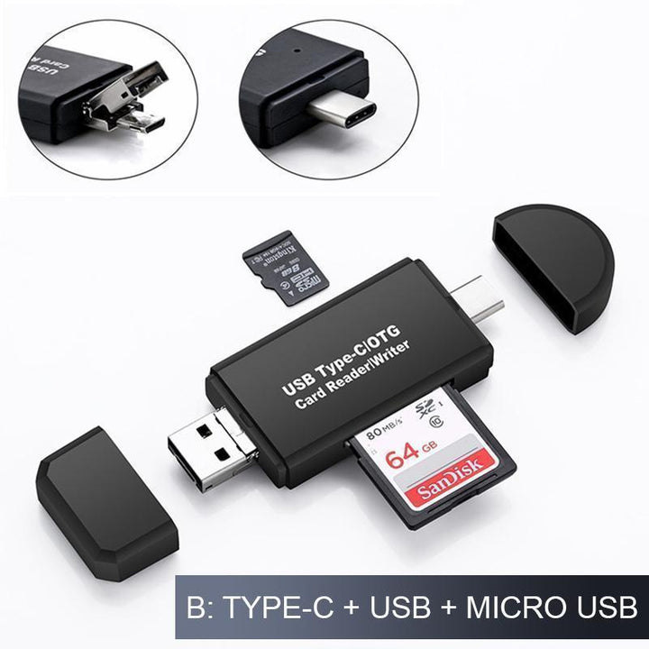 "Kompakt och elegant kortläsare för Android med OTG-funktion, stödjer SD/micro SD-kort för enkel filhantering."