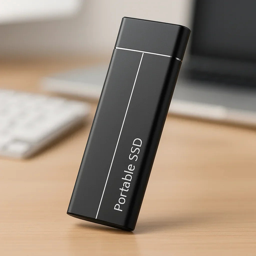 Kompakt portabel SSD för snabb och säker datalagring. Perfekt extern hårddisk för backup på resan.