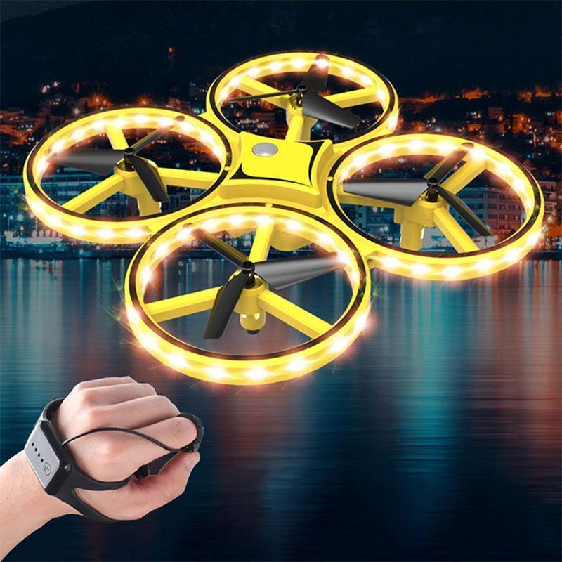 "Kompakt RC Nano Quadcopter med gravitationssensor, färgglada LED-ljus och lättanvända kontroller för barn."