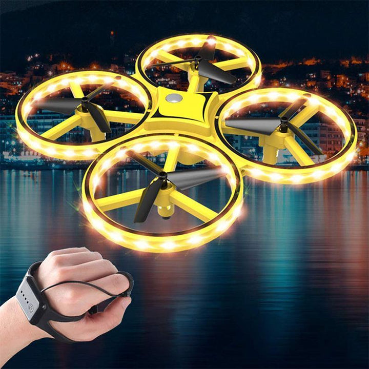 "Kompakt RC Nano Quadcopter med gravitationssensor, färgglada LED-ljus och lättanvända kontroller för barn."